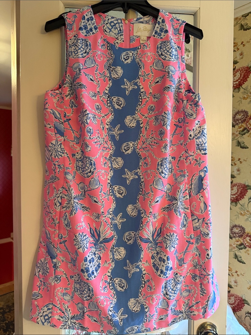 Lilly Pulitzer Pink and Blue Seashell Print Shift Dress